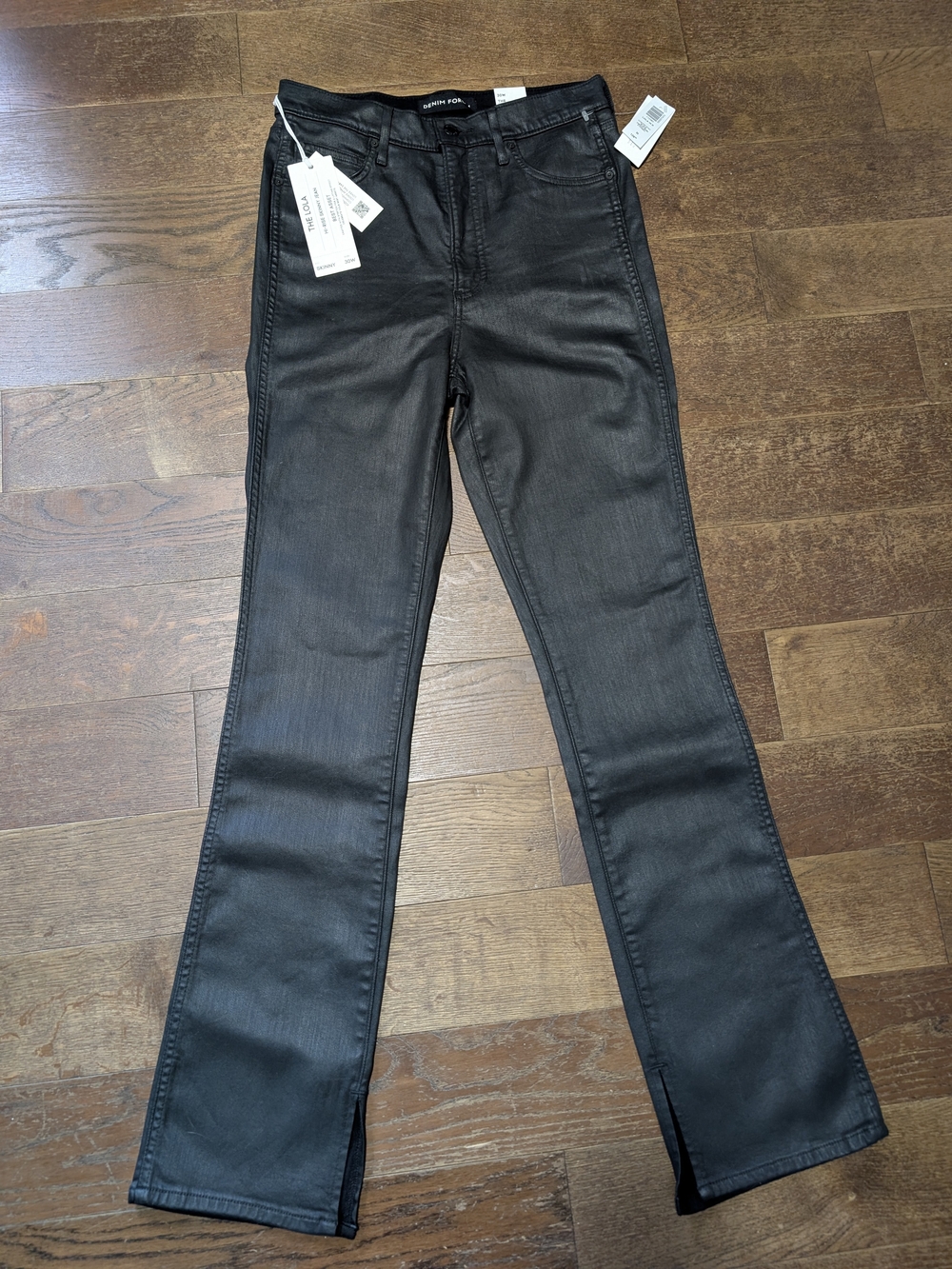 Denim Forum The Lola Split Hi-Rise Skinny Jean In "Coated Stay Black"